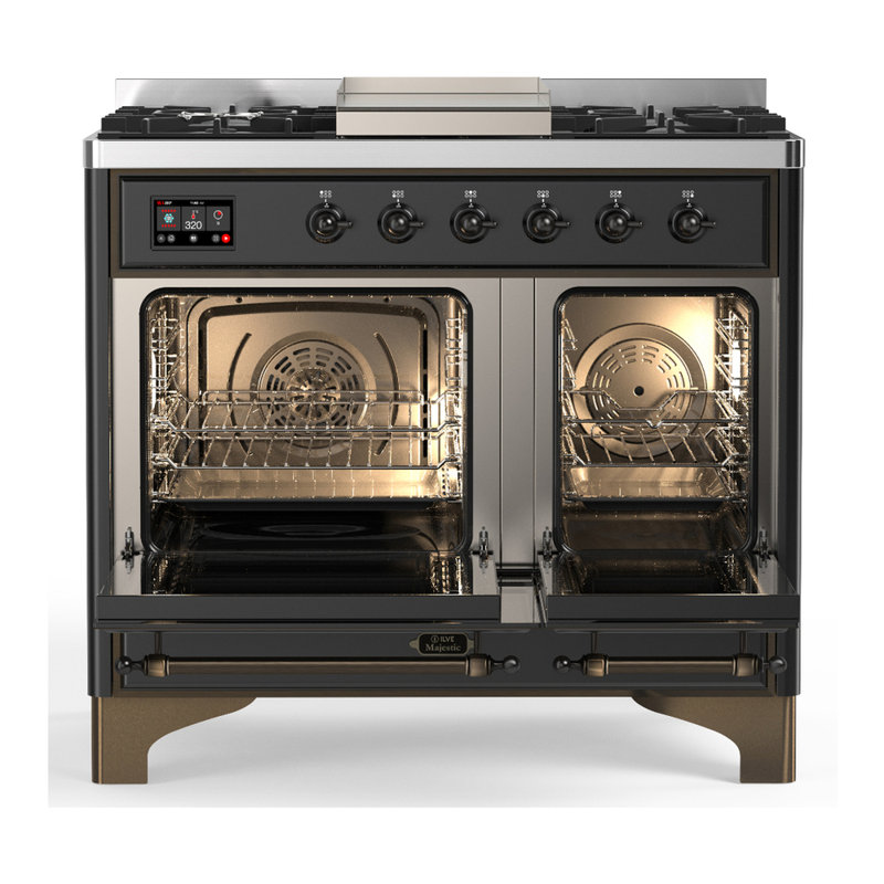 Majestic III Series 40 Inch Dual Fuel Range with 6 Sealed Burners, Griddle, in Mightnight Blue (Natural Gas, Chrome Trim)