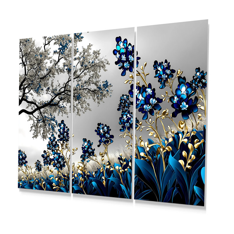 «Blue Texas Treasure Accent With Grey - Blue Bonnets», ensemble de reproduction d'art mural, H 28 po x l 36 po x P 1 po