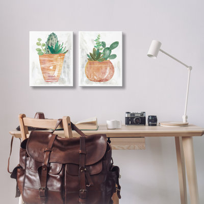  Boho, cactus et plantes grasses, ensemble de 2 reproductions d'art sur toile par Carol Robinson