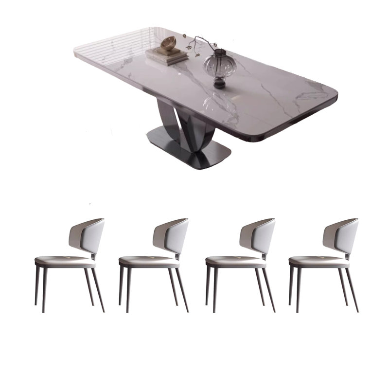 Table et chaise de luxe minimaliste et moderne, Noir, noir, noir, noir, H 29,5 po x L 62,9 po x l 33,4 po