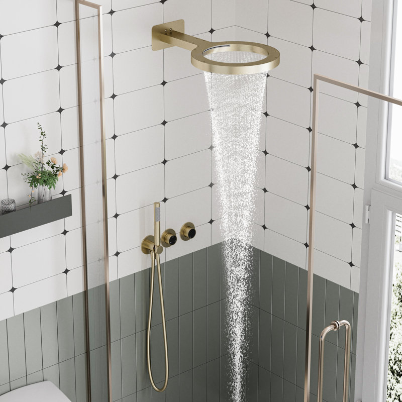 3 Function Complete Shower System with Hand Shower, Brushed Gold