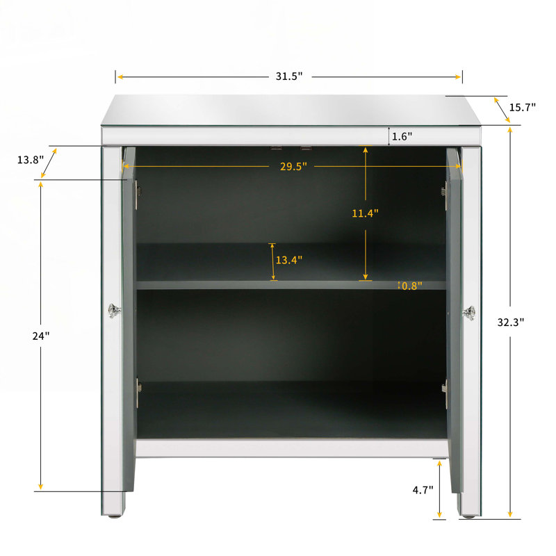 Wood Console Table with  Mirror Trim, Diamond Shape Design