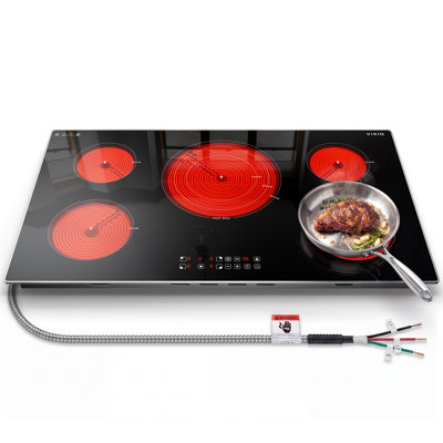 VIKIO 36 inch.Black Microcrystalline Glass Surface Cooktop with 5 Burners, with Tri-Ring Element,ETC and FCC Certified