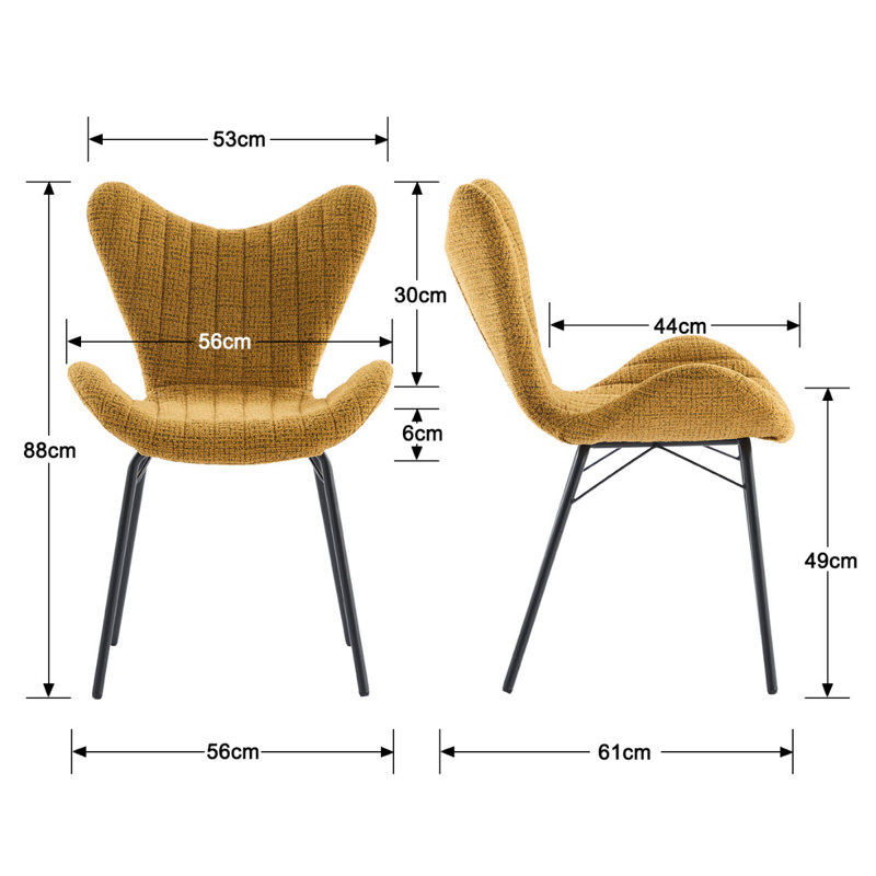 49cm H Upholstered Metal Accent, Yellow