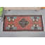 Tapis turc vintage tissé à la main avec un motif géométrique authentique pour la décoration intérieure noir / brun