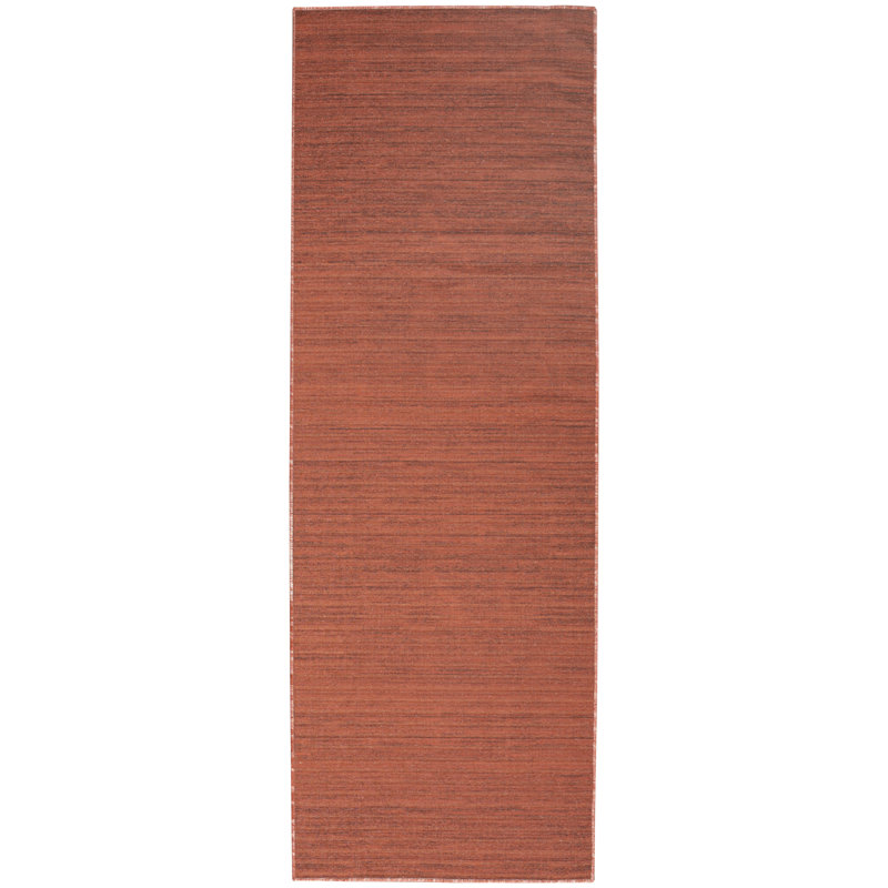 Tapis lavable à la machine en coton de couleur rouge brique Ivanas, Tapis de couloir 2 pi x 6 pi