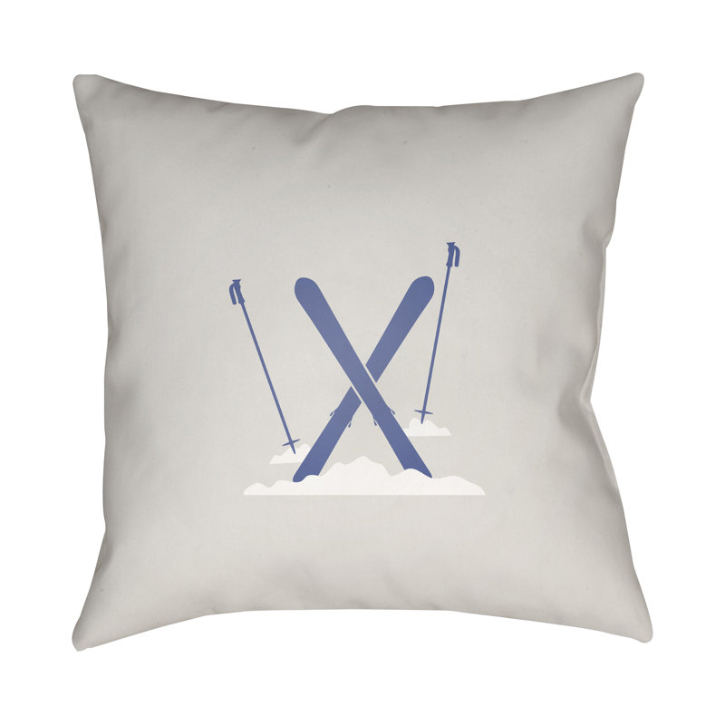 Square Indoor/Outdoor Throw Pillow, White / Blue, 20" H x 20" W x 4" D