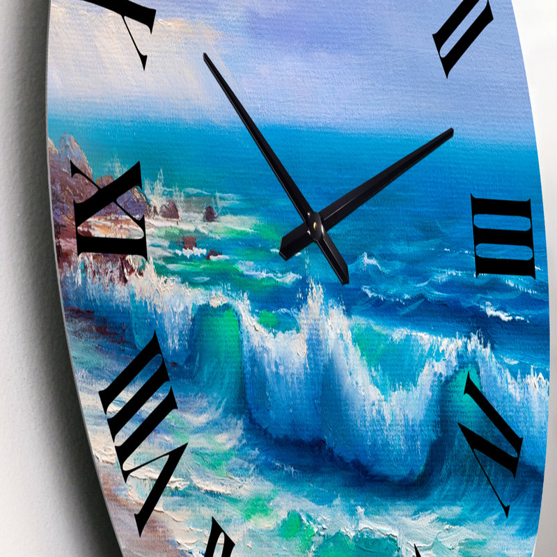Horloge murale de bord de mer réfléchissant le soleil à travers les vagues de braquage VI, Petit