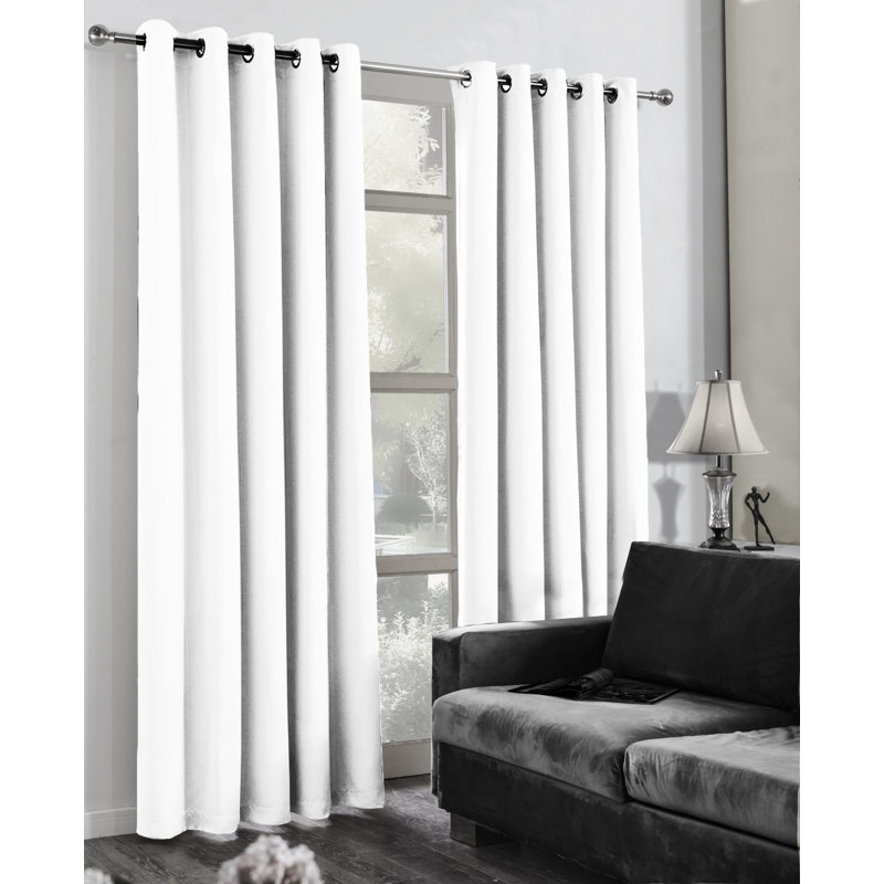 Malene Eyelet Blackout Thermal Curtains, White, 228 W x 228 D cm