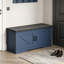 Banc de rangement à 2 niveaux avec coussin de siège rembourré, banc de rangement pour chaussures de 39,4 pouces de large avec 2 portes de grange et tablette réglable