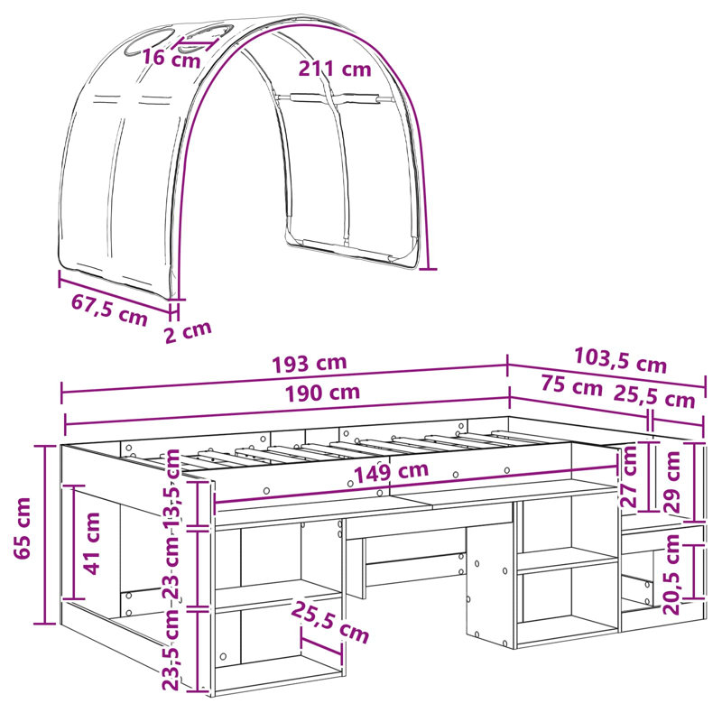 Small Single (2'6) High Sleepers, White/Light Blue
