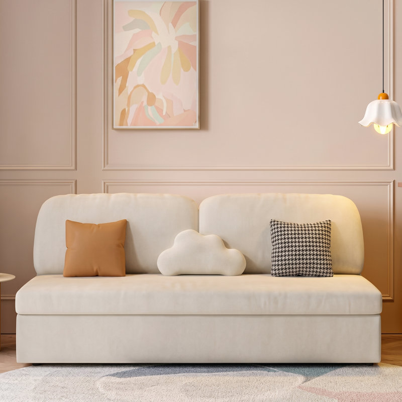 Emmanuel Two Seater Sofa Bed - Cream, 180cm (With Two Storage Boxes)