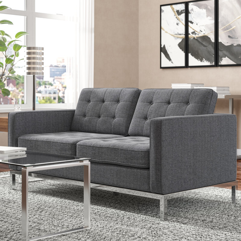 Loft Upholstered Fabric Loveseat, Gray Performance Velvet