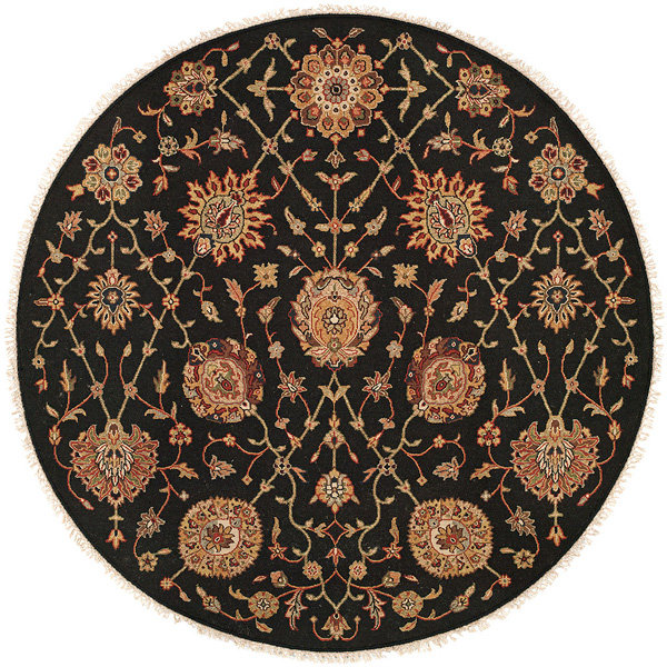 Wool Floral Area Rug, Round 10'