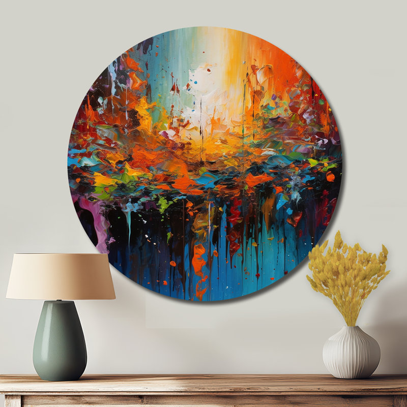 Donlon - Art abstrait rond en métal, H 16 po x l 16 po