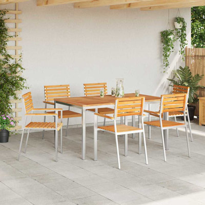 Wood Patio Dining Set with Rectangular Table