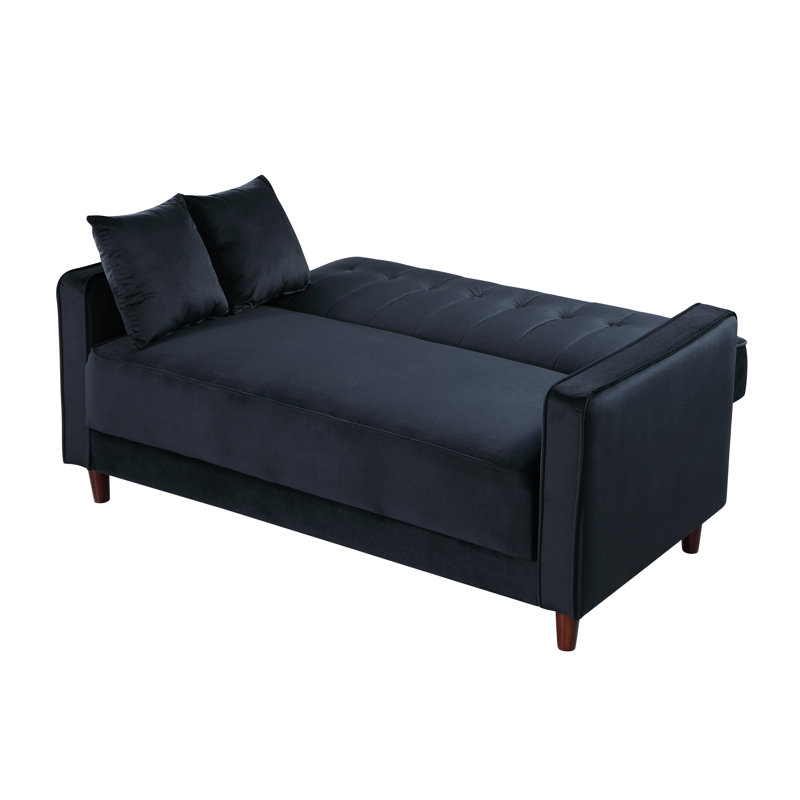 Norrisa 57.5" Convertible Loveseat, Black Velvet