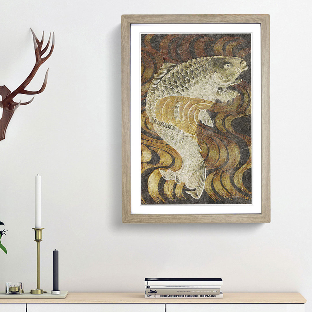 A Carp Fish Swimming Upstream - Wall Art