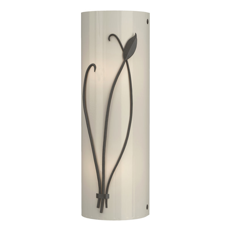 Leaf 2 - Light Flush Mounted Sconce, Dark Smoke, Ivory Art Glass, Right