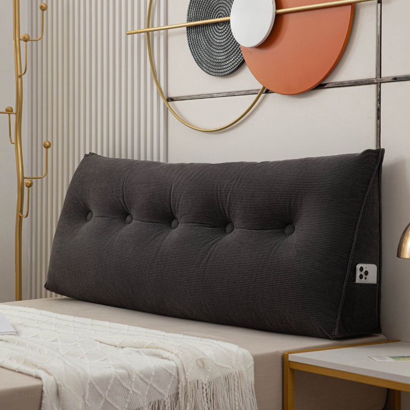  Polyester Headboard Back Support Throw Pillow, Black, 20"H x 39"W