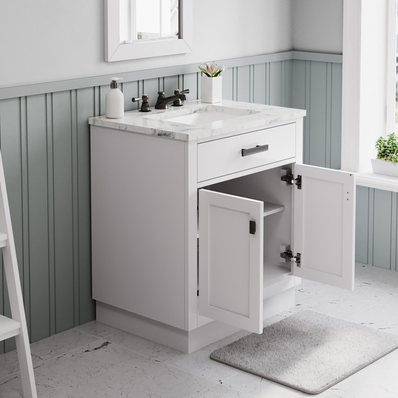 Darricka 30'' Single Bathroom Vanity with Marble Top, 30"