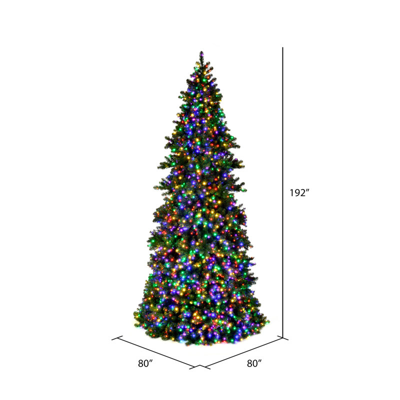 Artificial Christmas Tree with Lights, 16', Multicolored