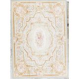 Hand-Knotted High-Quality Green and Gold Area Rug