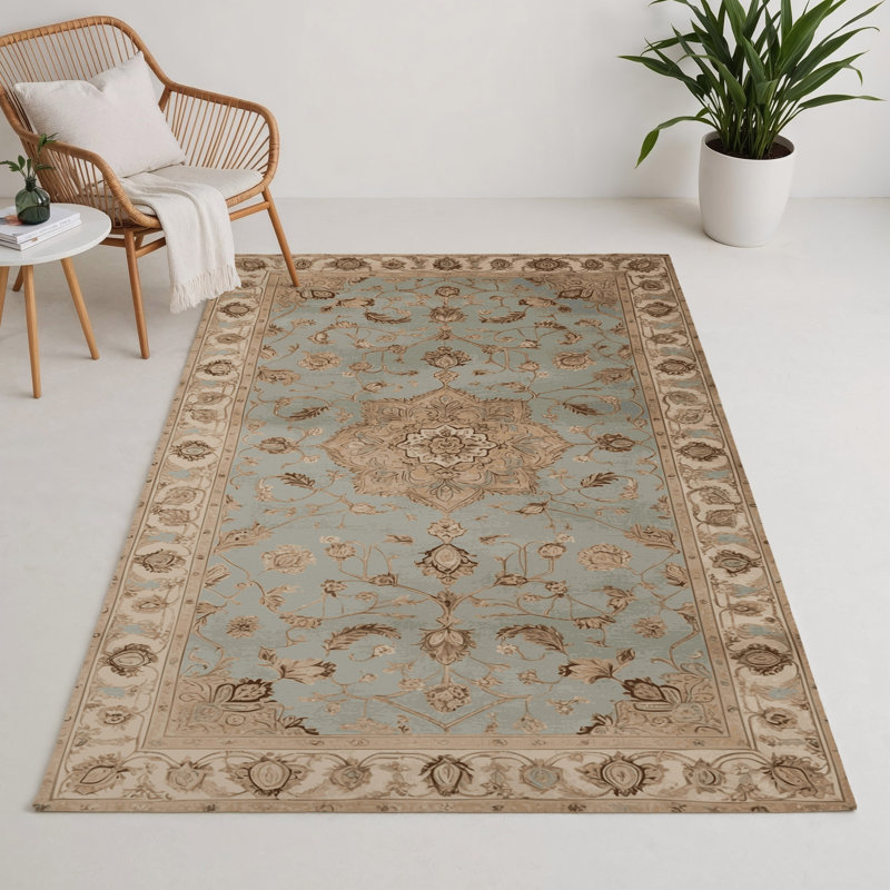 Tabriz Beige Indoor and Outdoor Area Rug, Rectangulaire 3 pi x 5 pi