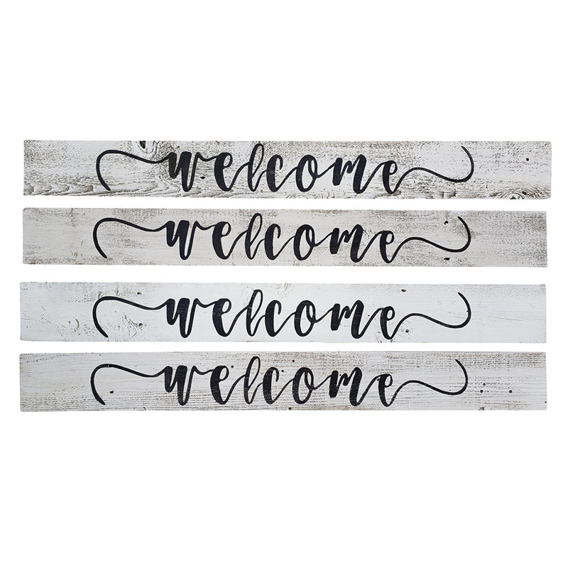 Décoration murale enseigne welcome, H 5,5 po x l 48 po x P 0,5 po, Blanc