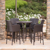 Salgado Outdoor Wicker 5 Piece Pub Table Set