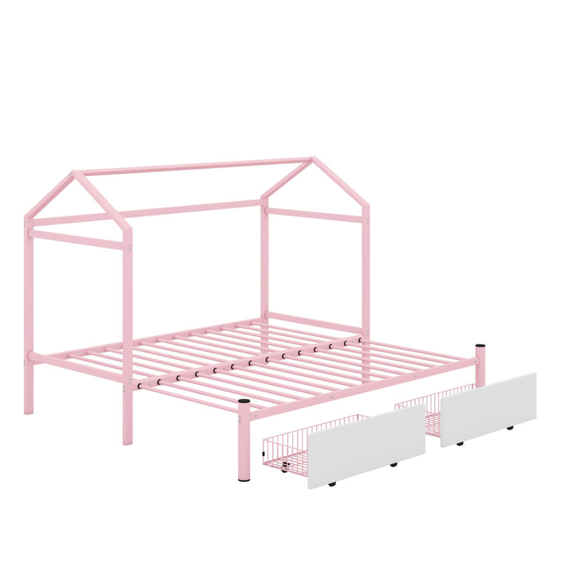 Lit simple TG avec 2 tiroirs, Rose
