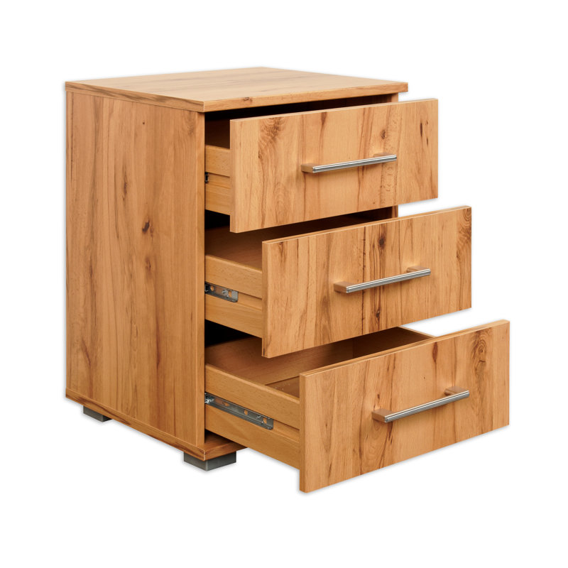 Athar 41cm W Particle Board / Chipboard Bedside Table, Nature