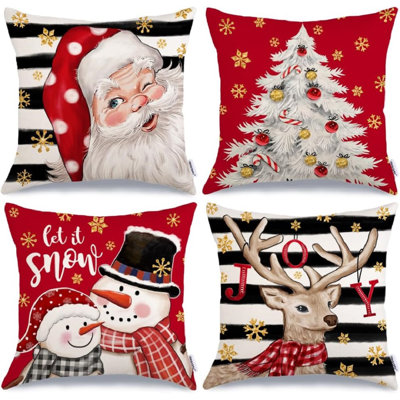 4 Piece Santa Claus Deer Snow Cushion Cases Set