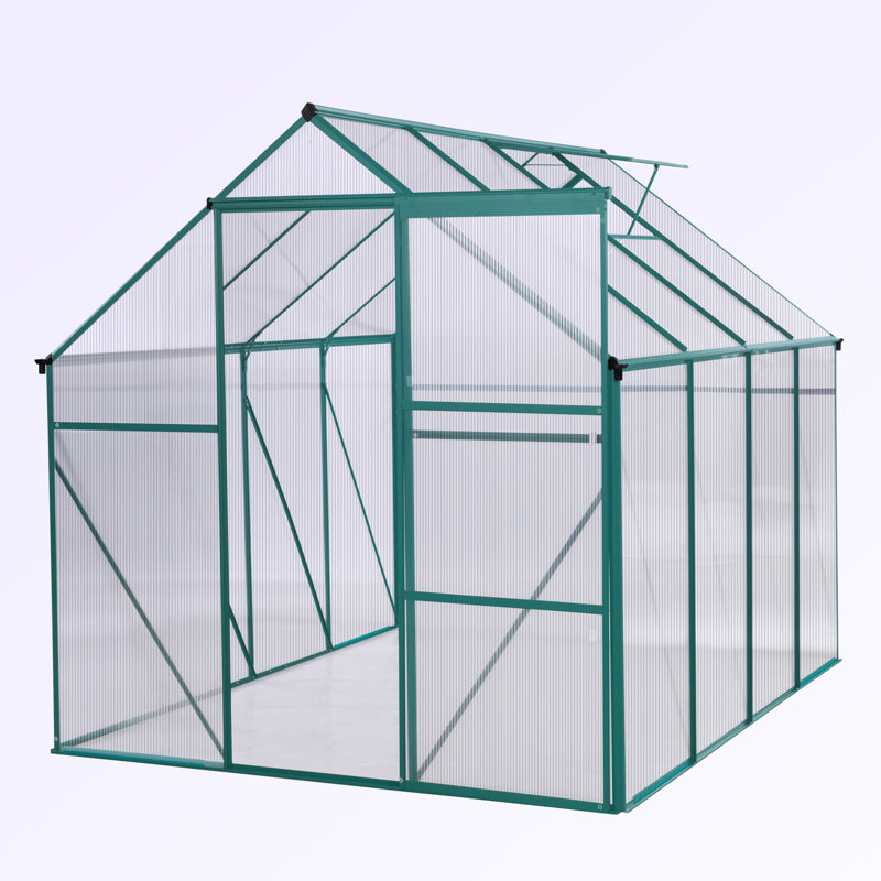 Polycarbonate Greenhouse Raised Base, Green, 75.6" H x 74.4" W x  98.42" D