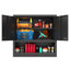 Armoire de rangement murale en métal avec porte verrouillable et 1 tablette 1 tiroir ouvert pour garage, entrepôt, assemblage requis