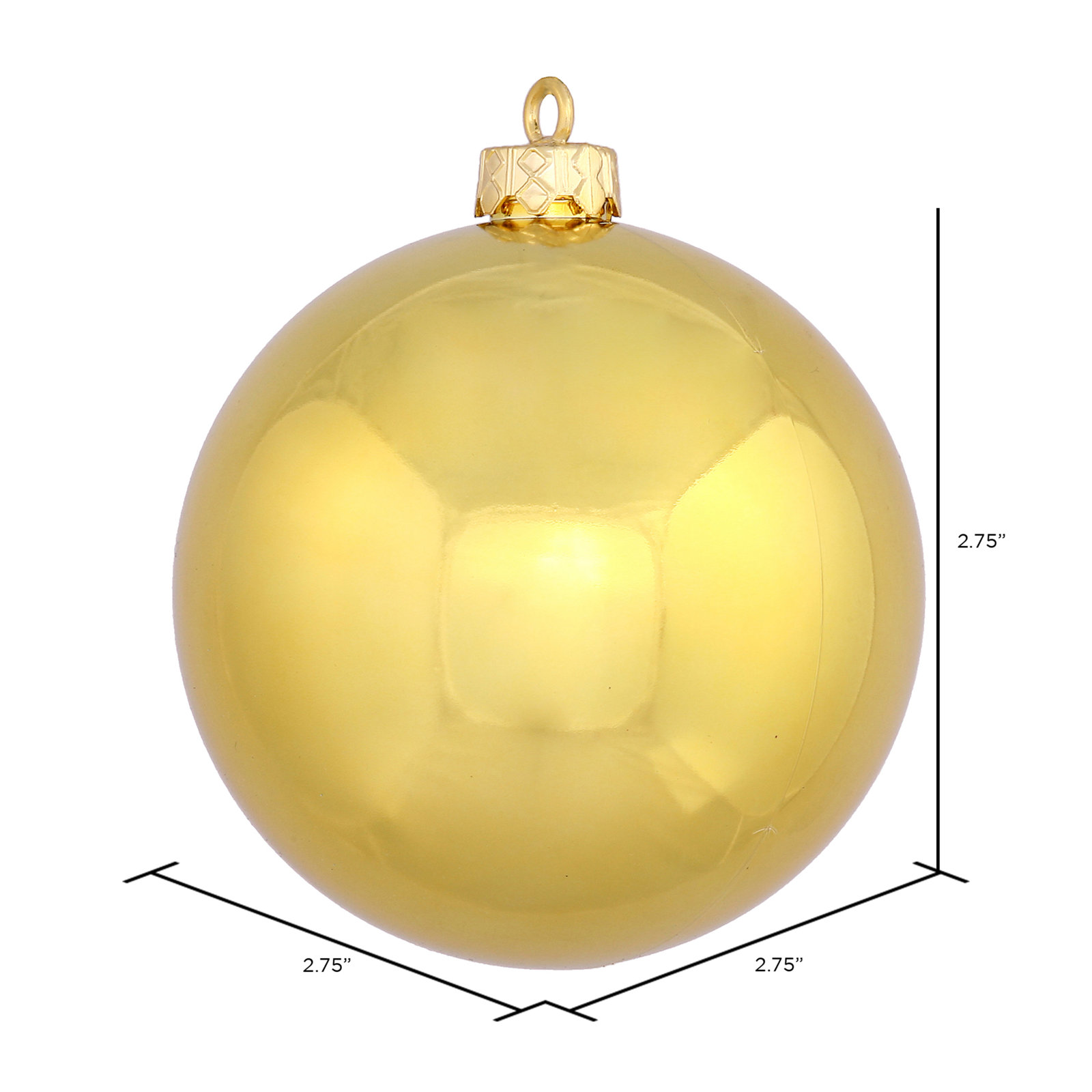 The Holiday Aisle® 4" Shatterproof Bauble, 2.75" H x 2.75" W x 2.75" D, Gold