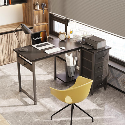 L-Shaped Metal Base Computer Desk