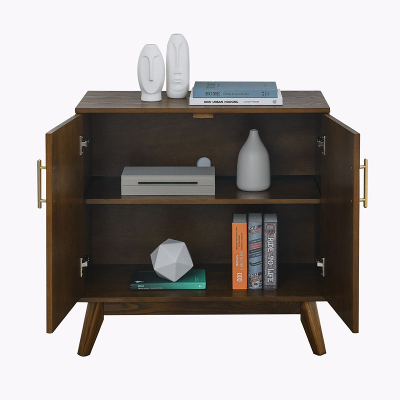 Mid Century Cabinet with Adjustable Shelves and Wood Legs