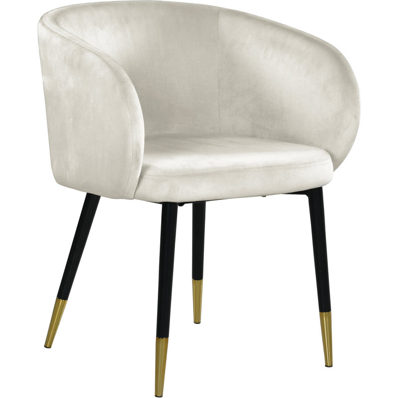 Fauteuil rembourré en velours Analeah, Velours crème