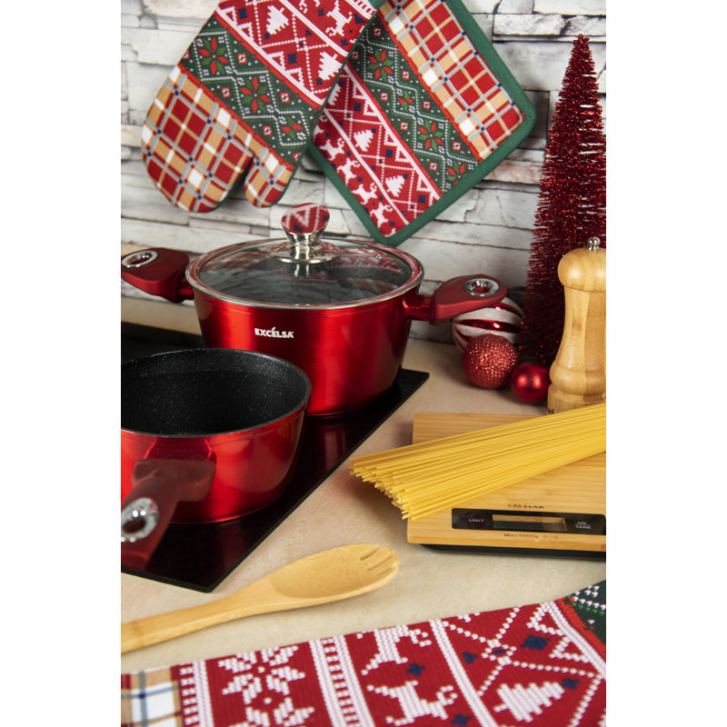 Fall Winter Cotton Plaid Embroidered Dish Cloth Kitchen Towel