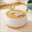 Repose-pieds rond avec pieds en bois massif, table basse moderne, couvercle réversible, tissu bouclé, aucun assemblage requis-120237571