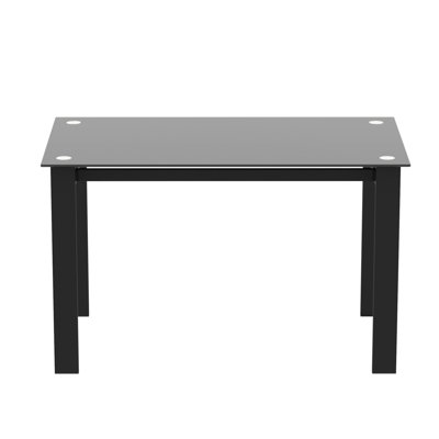 Black Tempered Glass Living And Dining Table, 52 Inches Long, Easy To Wipe Clean, Construction 52" , Smooth Surface, Clean