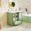 Meuble-lavabo avec quatre tiroirs et deux portes à fermeture en douceur, rangement pour salle de bain avec portes en verre