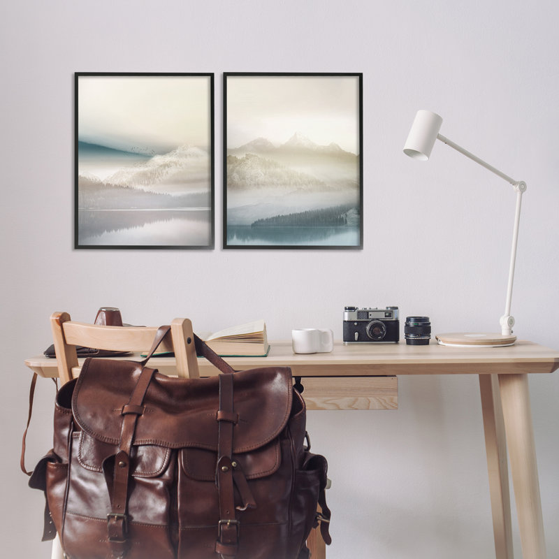 Ensemble de 2 giclées encadrées Mountain Peaks & Neutral Lake, design par Gemma Bardot, H 24 po x l 16 po