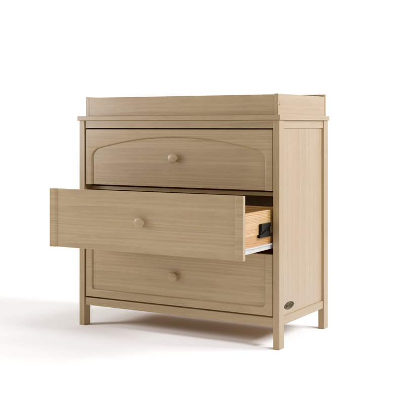 Commode 3 tiroirs avec plateau à langer Olivia, Bois flotté