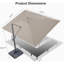 Parasol en porte-à-faux rectangulaire beige 156 pi x 120 po avec base et tissu recyclé résistant à la décoloration-982322682-945296962