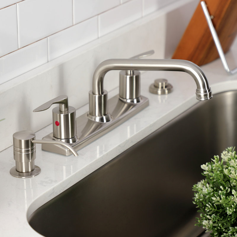 Kingston Brass Serena Two-Handle 2-Hole 8" Centerset Kitchen Faucet, Brushed Nickel