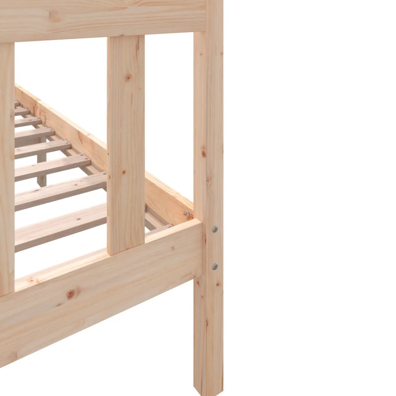 Bed Frame Solid Wood, Light Brown, 145.5 x 205.5 cm