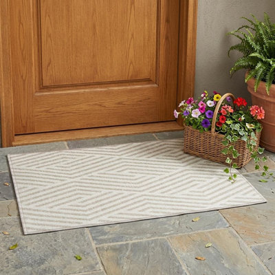 Tapis extérieur antidérapant lavable beige et ivoire 2 pi x 3 pi