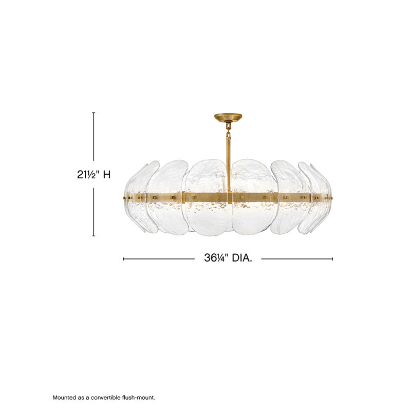 Lillia 6-Light Convertible Drum Chandelier w/ Clear Curved Handcrafted Glass